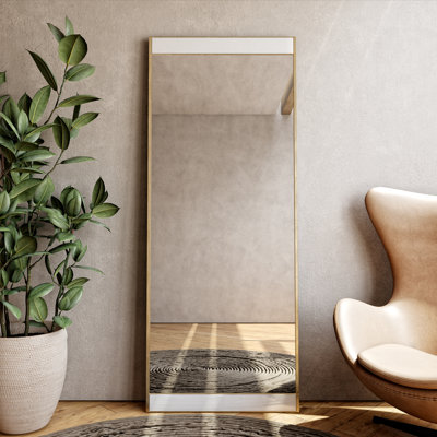 Lina Rectangular Metal Wall Mirror with Marble