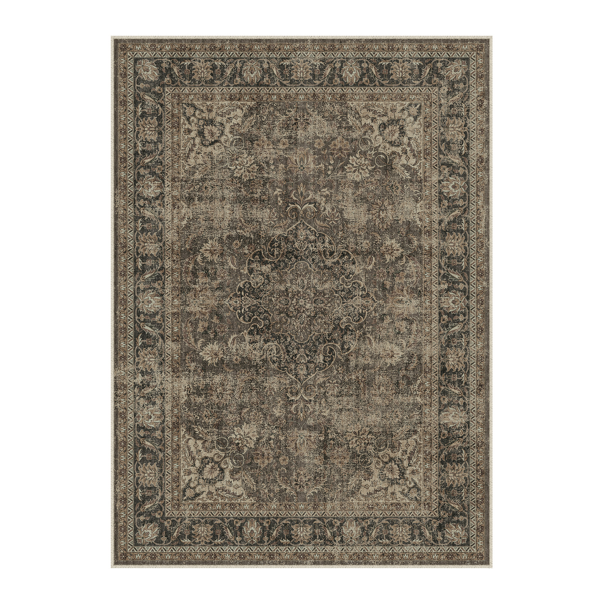 Stella Machine Washable Oriental Area Rug With Non-Slip Backing