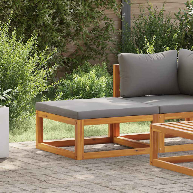Repose-pieds avec coussin en bois d'acacia massif, Gris foncé