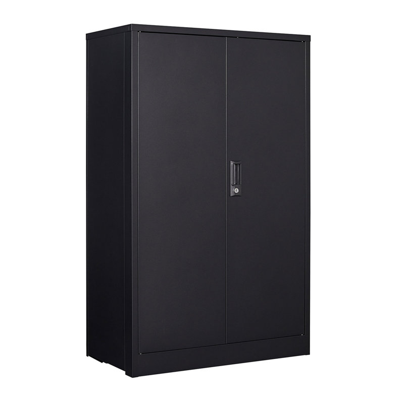 Armoire de rangement en métal avec portes verrouillables et tablette réglable, armoire de rangement pliante, armoire de rangement pliante pour bureau à domicile, école, garage, noir