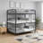 Three Full-Size Modern Triple Bunk Bed, No Box Spring Needed, Space-Saving Deep Black Metal Frame