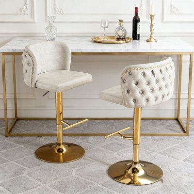 Tabourets de bar pivotants en velours à hauteur de siège réglable