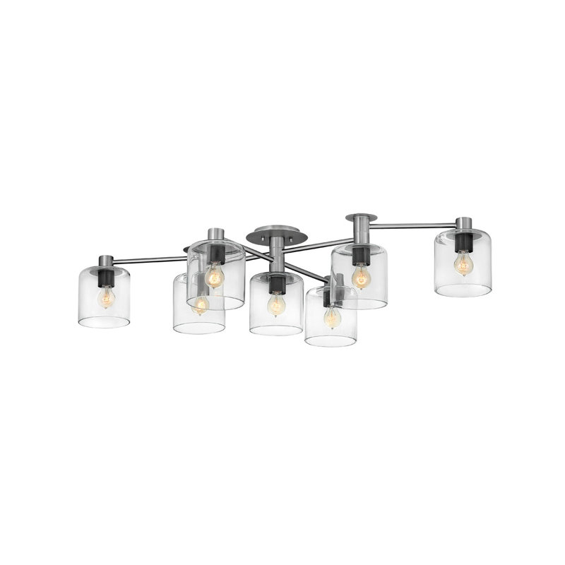 Axel Modern 7-Light Brushed Nickel Cluster Cylinder Flush Mount