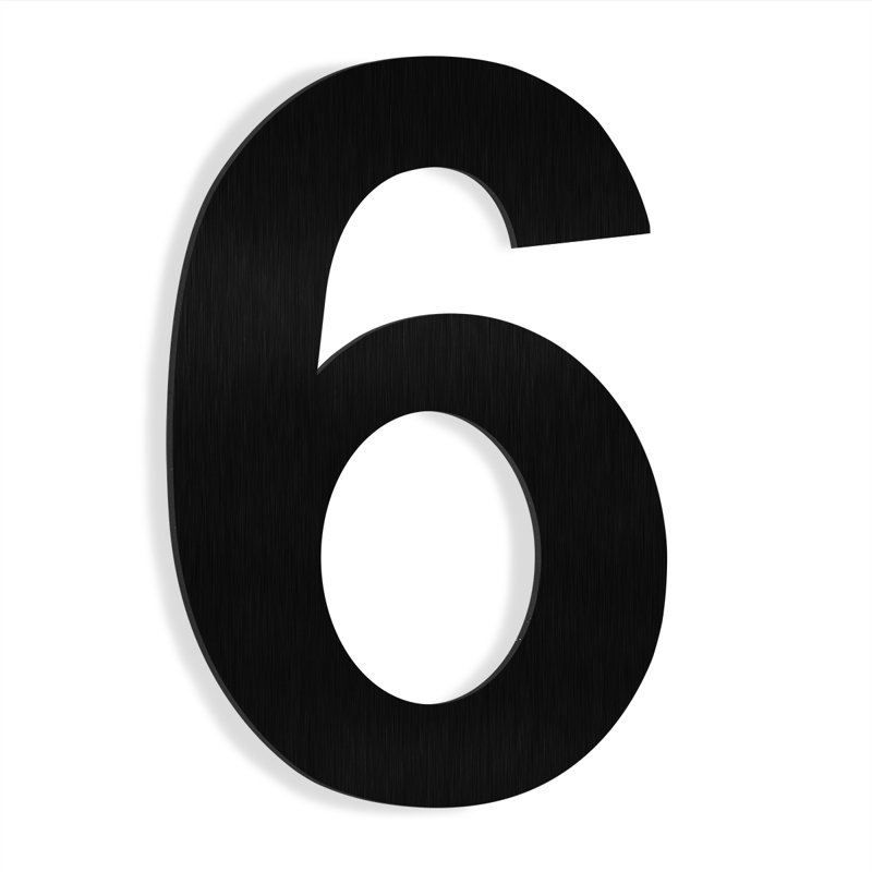 Numéro de maison à fixation flottante 6 po, 6, Noir