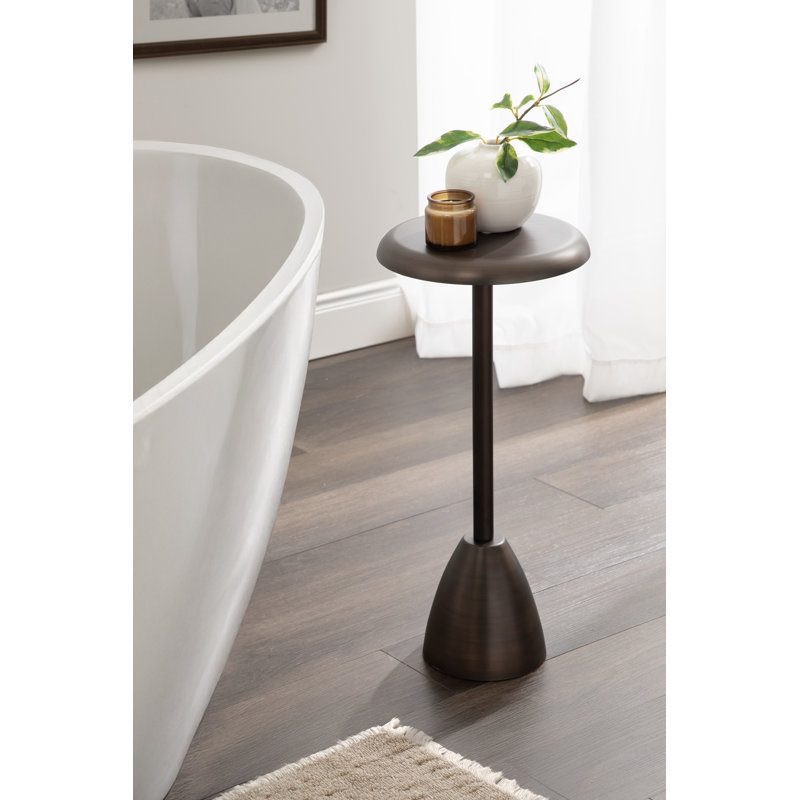 Morizet Round Metal Drink Table, Bronze Top/Brown Base