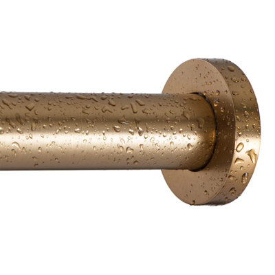 Shower Tension Curtain Rod - Adjustable Spring Tension Rod For Shower Curtains, Bathroom, Or Windows, Easy To Install, No Drilling Required, Rustproof, Adjustable 54 To 90 Inch Warm Gold