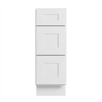 Armoire de cuisine Modern Shaker avec 3 tiroirs, structure en bouleau massif, glissières DTC à fermeture en douceur à extension complète, tablettes réglables, options de largeurs multiples (12 po à 36 po)
