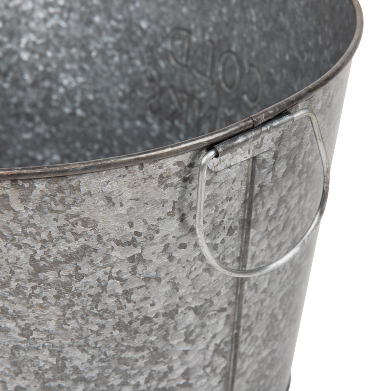 Large Silver Galvanized Steel Rustic Beverage Tub