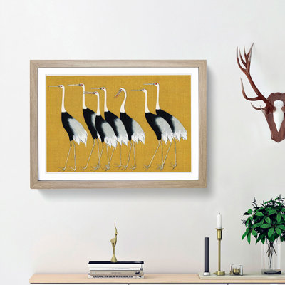 Japanese Red Crown Cranes by Ogata Korin - Framed Print