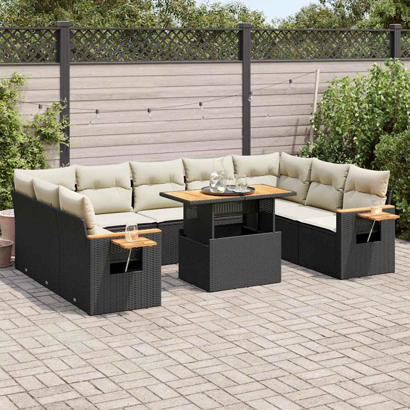 Vidaxl Garden Sofa Set Black, Cream White