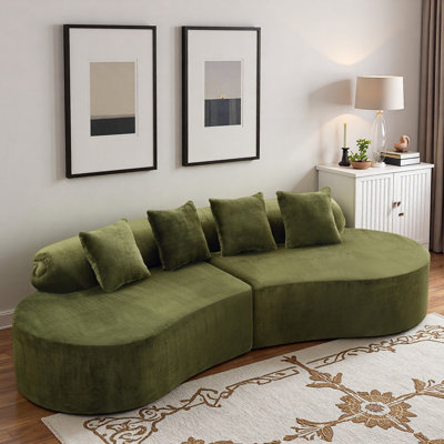 Canapé moelleux à haute densité avec conception modulaire courbée et coussins décoratifs doux