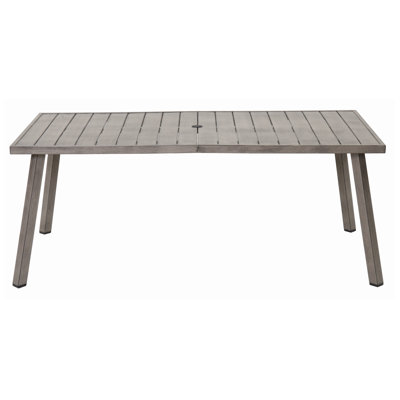 Rectangular Steel Outdoor Dining Table, Weather-Resistant Grey, Seats 6-8