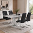 Holloman Modern 5-Piece Faux Marble Dining Set with Upholstered Cantilever Chairs