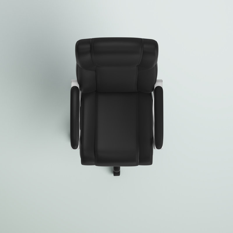 Kalman Mid-Back LeatherSoft Executive Swivel Office Chair with Padded Arms, Black