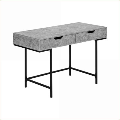 Desks, Modern Home Office Computer Desk with 2 Storage Drawers, 48" L, Grey Laminate Black Metal | Grey | Particle Board