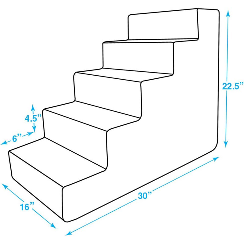 Escalier pour animal 5 marches Emreigh, H 22,5 po x l 16 po x P 30 po, Gris