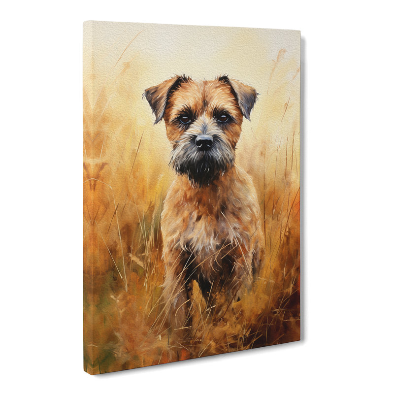 Border Terrier Impressionism No.2 - Wrapped Canvas, 76cm H x 50cm W x 3cm D
