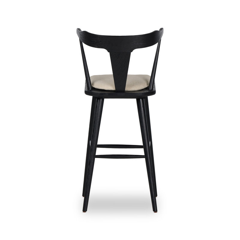 Garth Solid Wood Bar Stool, Bar Stool (29.94" Seat Height), Antwerp Natural/Linen Blend, Sandy Oak