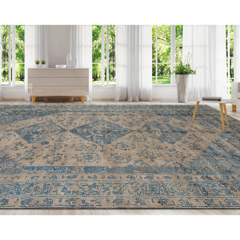 Neo Villa Oriental Area Rug in Beige/Blue, Rectangle 10'3" x 14'1"