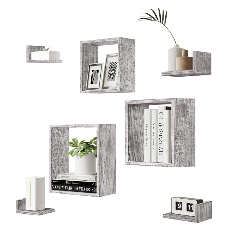  Tablettes murales flottantes en bois, Bois blanc