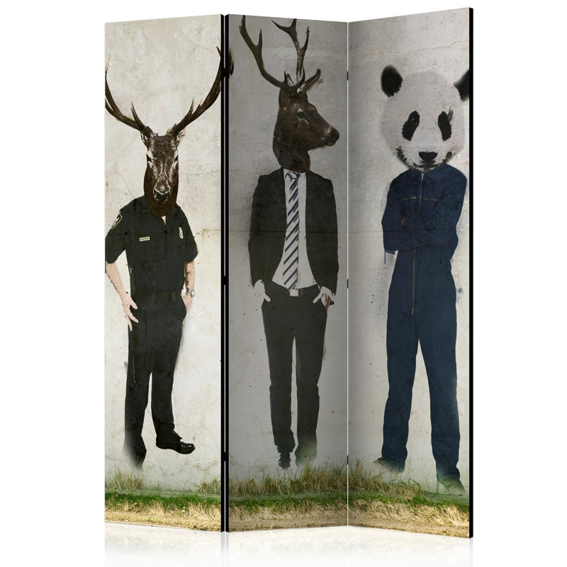 Greko 135cm W x 172cm H 3 - Panel Solid Wood Folding Room Divider