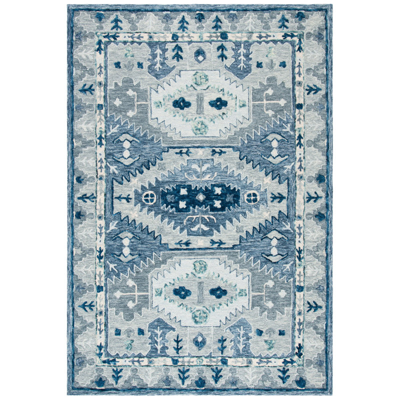 Lanagan Hand Tufted Wool Southwestern Rug, Rectangle 5' x 8'