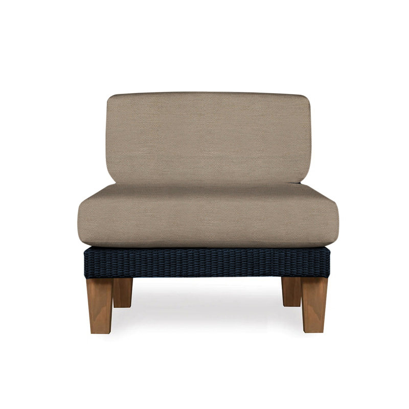 Catalina Outdoor Teak Lounge Chair, Beach Navy, Ebony