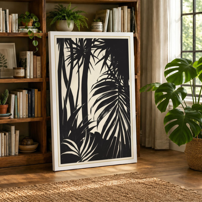 Jungle Fronds Botanical - Wrapped Canvas, 30x20 - 76.2 x 50.8 cm, Black Border