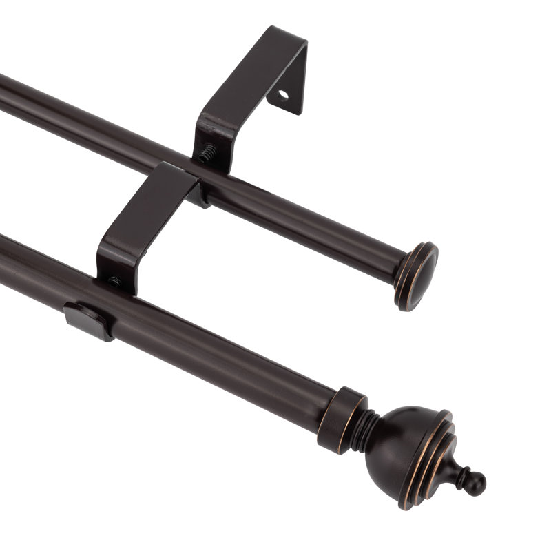 Tringle à rideaux double réglable en acier Arinze, Bronze, 48" - 84"