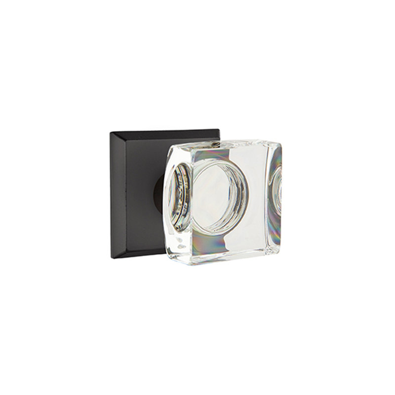 Poignée de cristal carrée moderne de passage avec style # 6 rose, Bronze plat noir