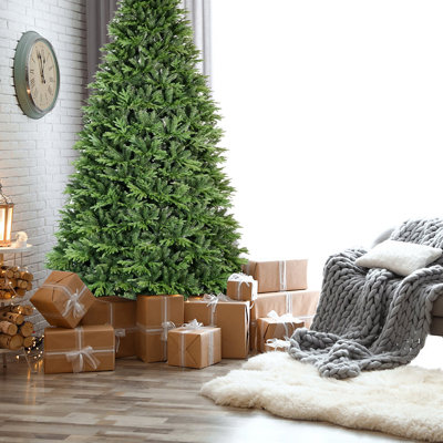 4Ft Premium PE & PVC Artificial Christmas Tree, 856 Realistic Branch Tips, Hinged Metal Stand For Easy Setup Holiday Tree For Home And Office Decor