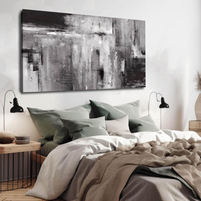 Toile abstraite moderne décor à la maison noir art photo prêt à accrocher pour le salon chambre bureau décoration murale 20 x 40 pouces