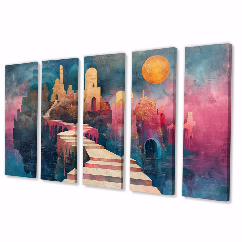 Ensemble de décorations murales observatoires astral rose et bleu, H 28 po x l 60 po