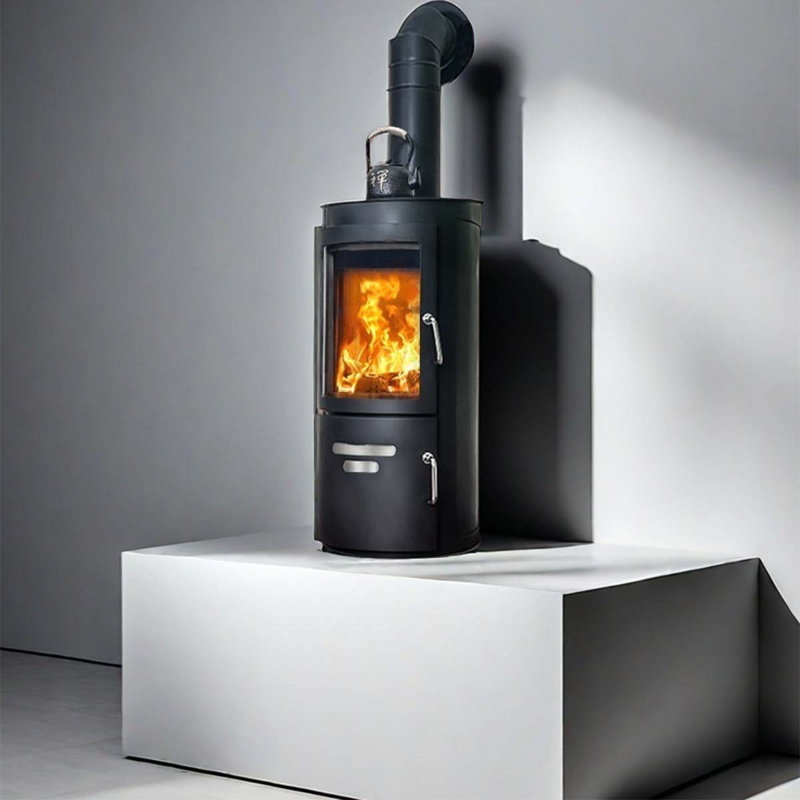 Cylindrical wood stove, metal fireplace