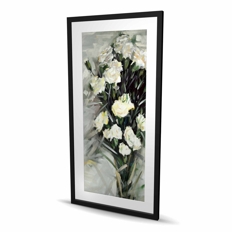 Lisianthus, bouquet de fleurs blanches encadrées