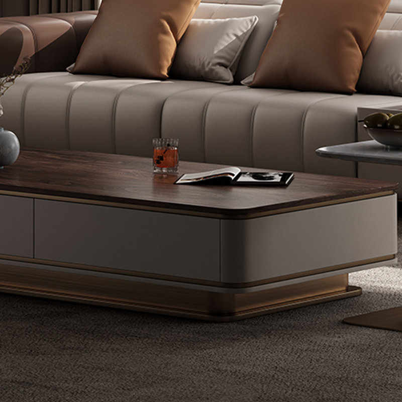 Solid Wood Rectangular Storage Coffee Table, 14.17" H x 62.99" L x 31.49" W