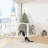 27.6" Height Solid Wood Freestanding Pet Gate, 4 Panels Foldable Dog Gate