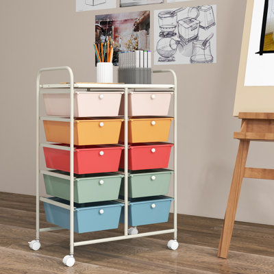 Milin 10 Drawer Storage Drawer with Locking Wheels