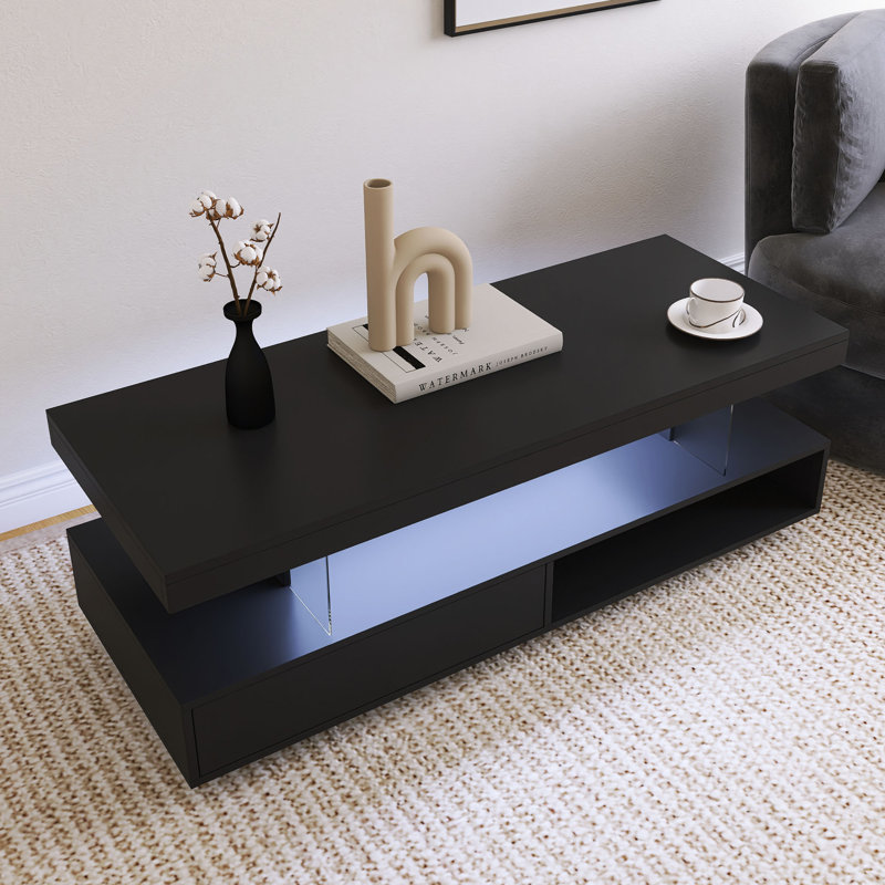 Table basse 55,31 pouces avec lumières DEL U-Can, Noir