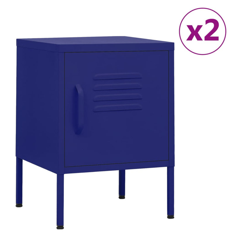 Airon 35cm W Steel Bedside Table, Navy Blue