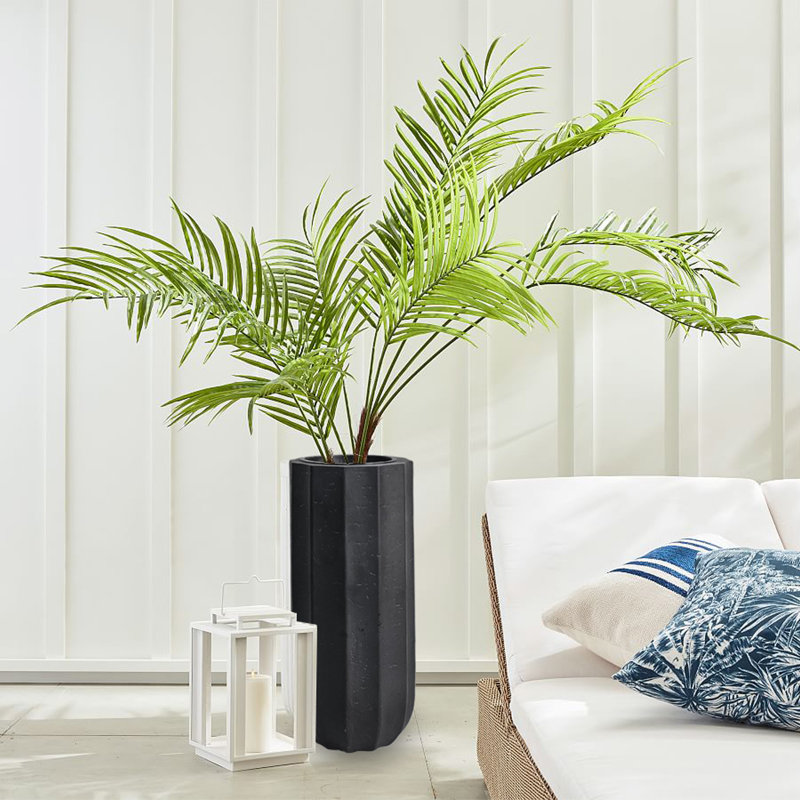 Manhattan Indoor/Outdoor Modern Rustic Fluted Planter - Grand Entry, 37.4" H x 17.3" W x 17.3" D