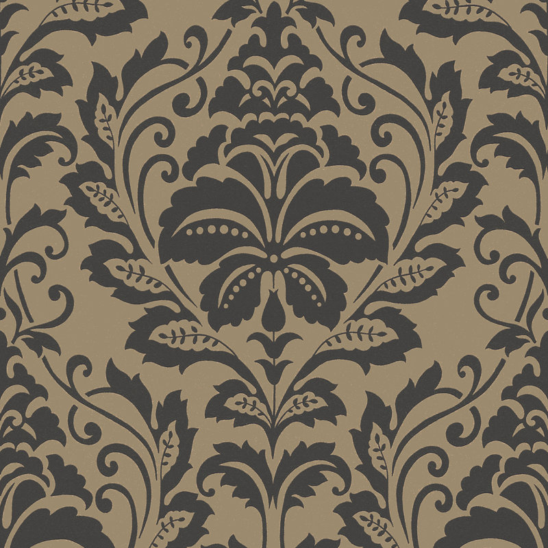 Chelchowska Damask Motif Design 10m x 53cm Wallpaper Roll, Black/Gold