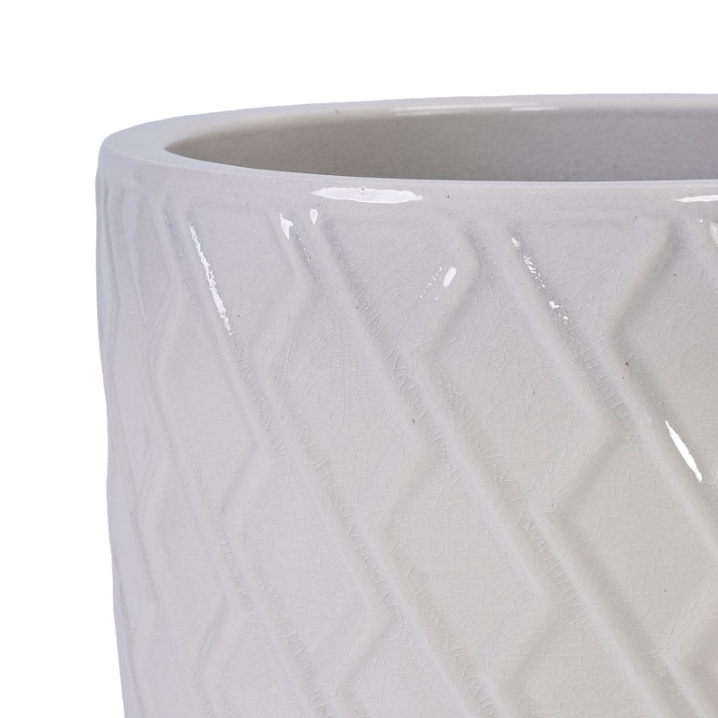 Stylish Planter In Milk White Ceramic For Indoor And Outdoor Use - 16.62" Dimensions, 54.16 Lbs, Heat , Built Drainage, Frost No Assembly Practical Flowerpot With Drainage Patio, Garden, Windowsill