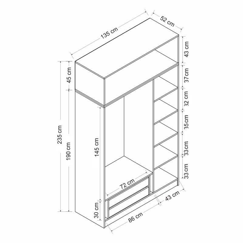 Armoire moderne avec de nombreuses tablettes, couleur dorée, 53,1 x 92,5 x 20,5 pouces | 100% panneau de particules enduit de mélamine, épaisseur: 0,7 pouce | Conception durable, capacité de tablette de 11,0 lb | Solution de rangement élégante et fonctionnelle