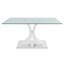 Table en verre de style moderne, design transparent élégant, base de support durable, ensemble de chaises de salle à manger blanches, pieds de chaise galvanisés, convient aux cuisines de restaurant (ensemble de 5)-1846535916-1874541859-1846535891