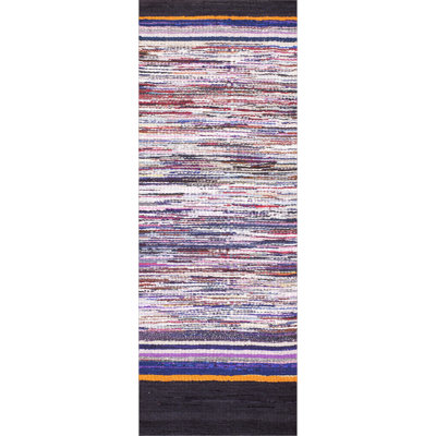 Antique American Rag Rug Hallway Runner Wool Multicolor