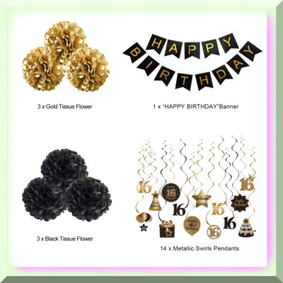 Black Glitter 100th Birthday Centerpiece Sticks 12-Pack
