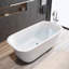 Baignoire de trempage autoportante moderne en acrylique de 67 pouces à plusieurs couches, finition blanche ultrabrillante avec excellente rétention de la chaleur, surface anti-jaunissement et facile à nettoyer pour une salle de bain spa luxueuse