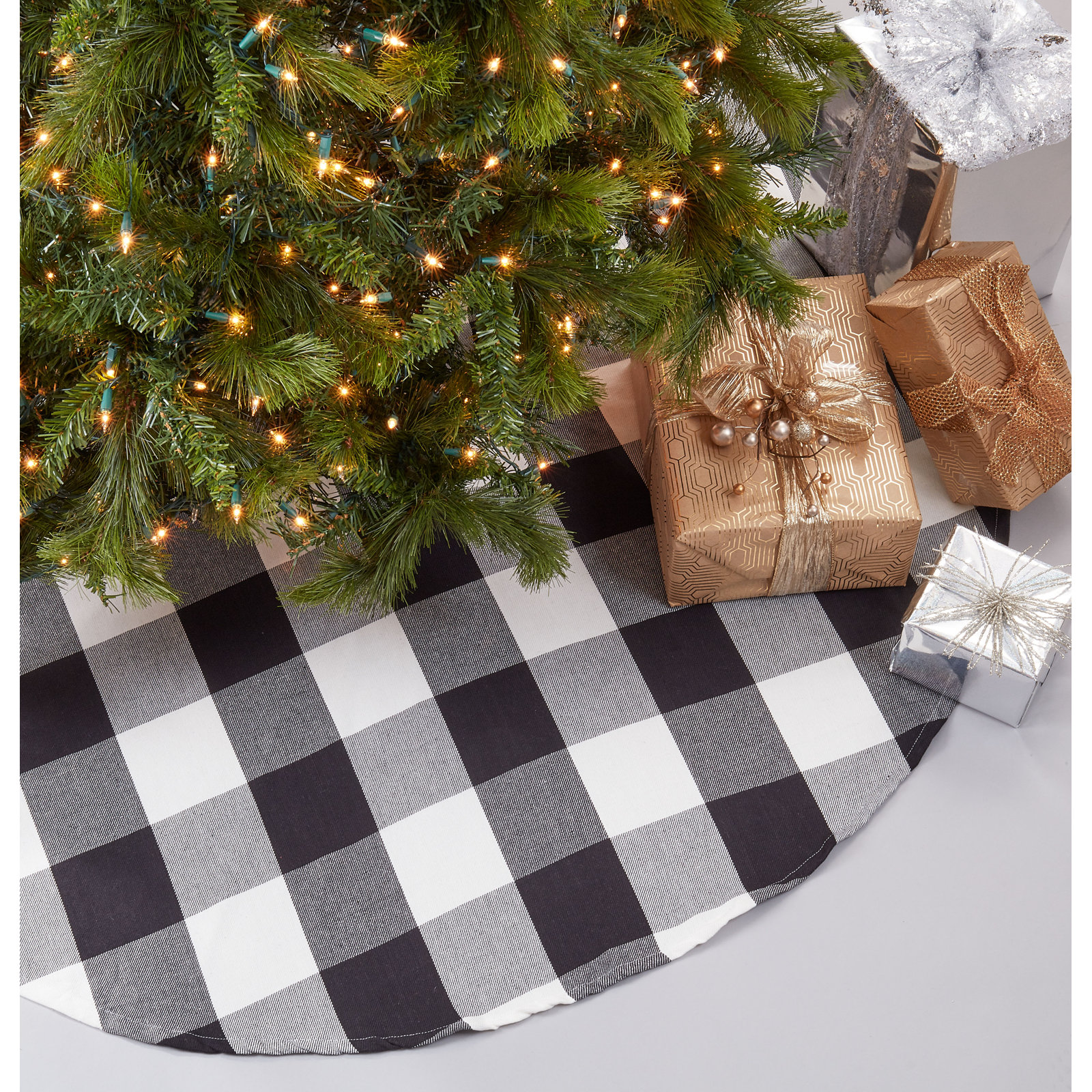 Swish Tree Skirt, Black/Gray, 84"