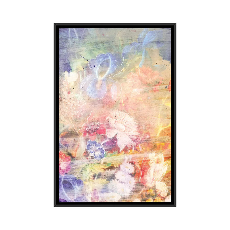 Fumé floral series : verdance, impression sur toile tendue, H 48 po x l 32 po x P 1,5 po, Cadre noir